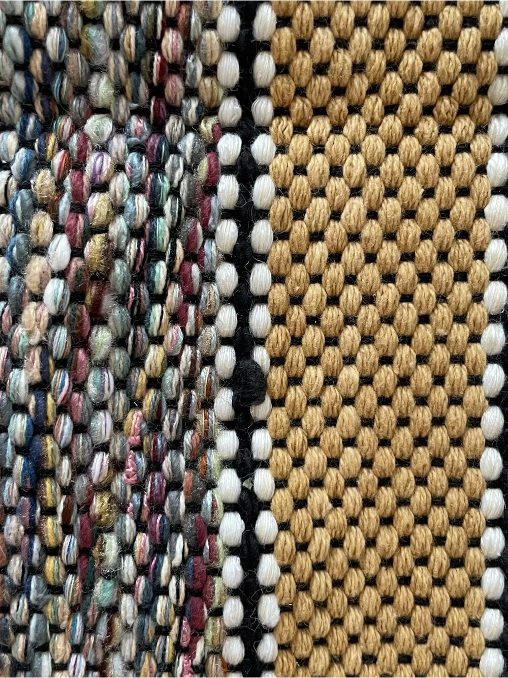New Old Stock Vintage Mountain View Industries Rag Rug Tan Striped Weave NWT